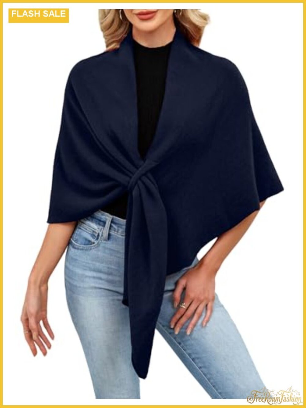 Womens Knitted Open Front Poncho Sweater Shawl Wrap One Size
